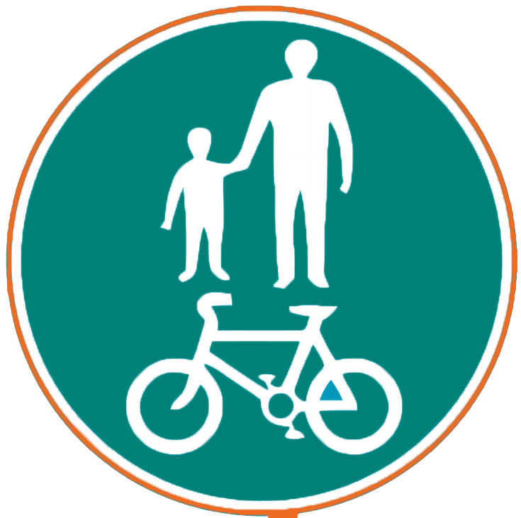 An adult and a child by a bike.